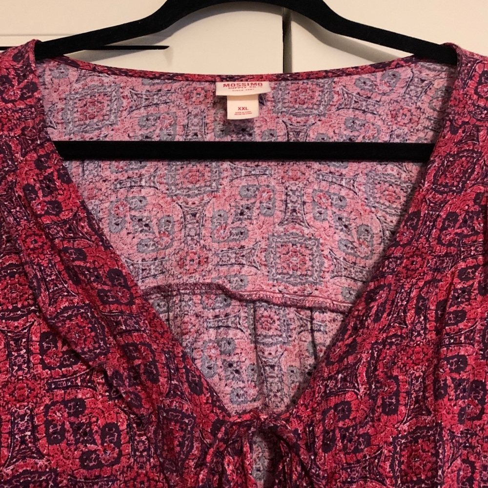 Pink Boho V-Neck Blouse